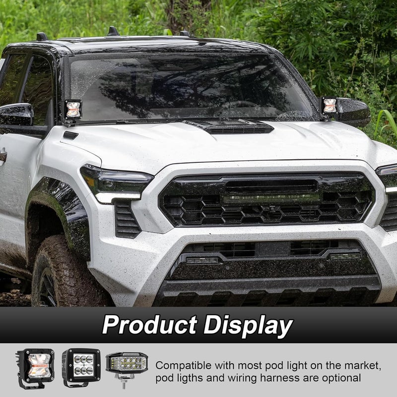 ROMELACK Ditch Light Bracket Hood Hinge LED Brackets Heavy duty Steel Compatible with Toyota Tacoma Fit 4Runner Fit Tundra 2022-2025 - Image 5
